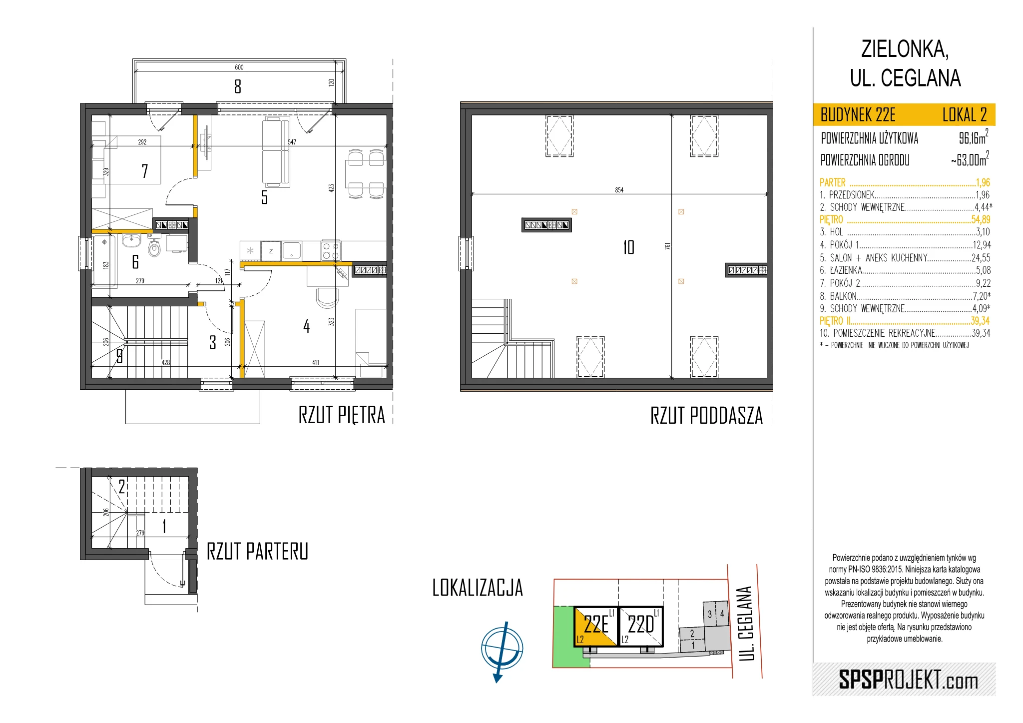 Rzut lokalu 22E/2 — piętro, 96,19 m²